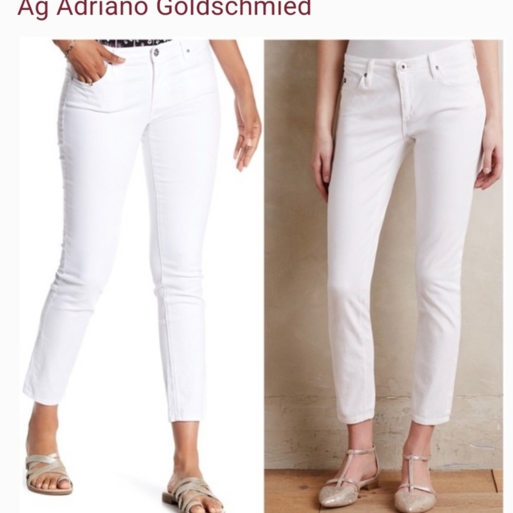 AG white jeans, The Stevie Ankle, slim straight ankle